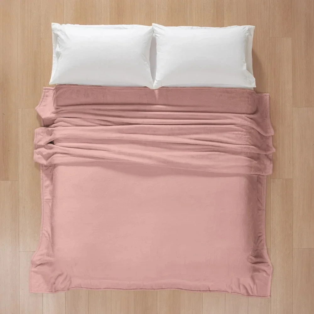 Hotel Style Oversized Luxury Plush Bed Blanket 90x94 Full/Queen, Mystical Rose